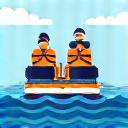 Maritime safety training life raft drill icon